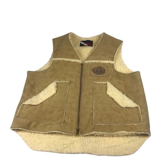 Vintage‎ 1970’s Wiman Faux Suede Sherpa King of the Road Patch Vest Large